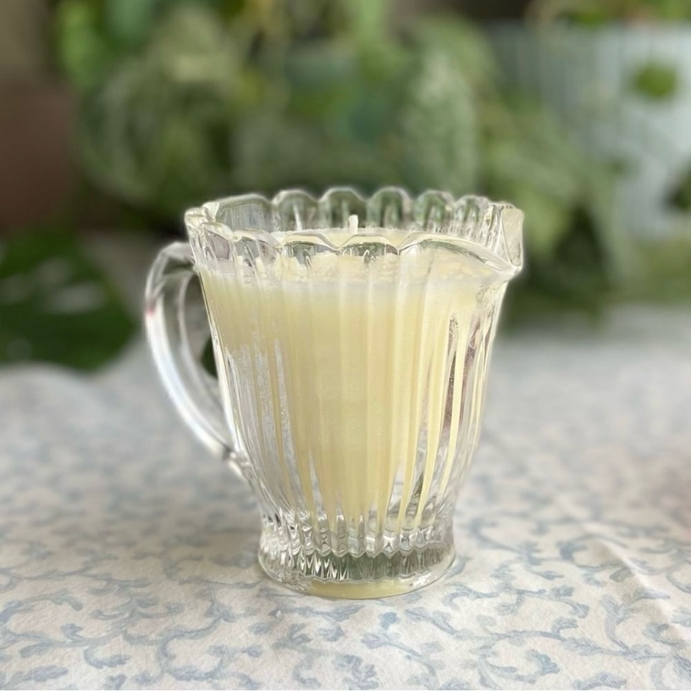 Hand Crafted Gardenia Tuberose Scented Soy Candle in Mikasa Royal Suite Creamer